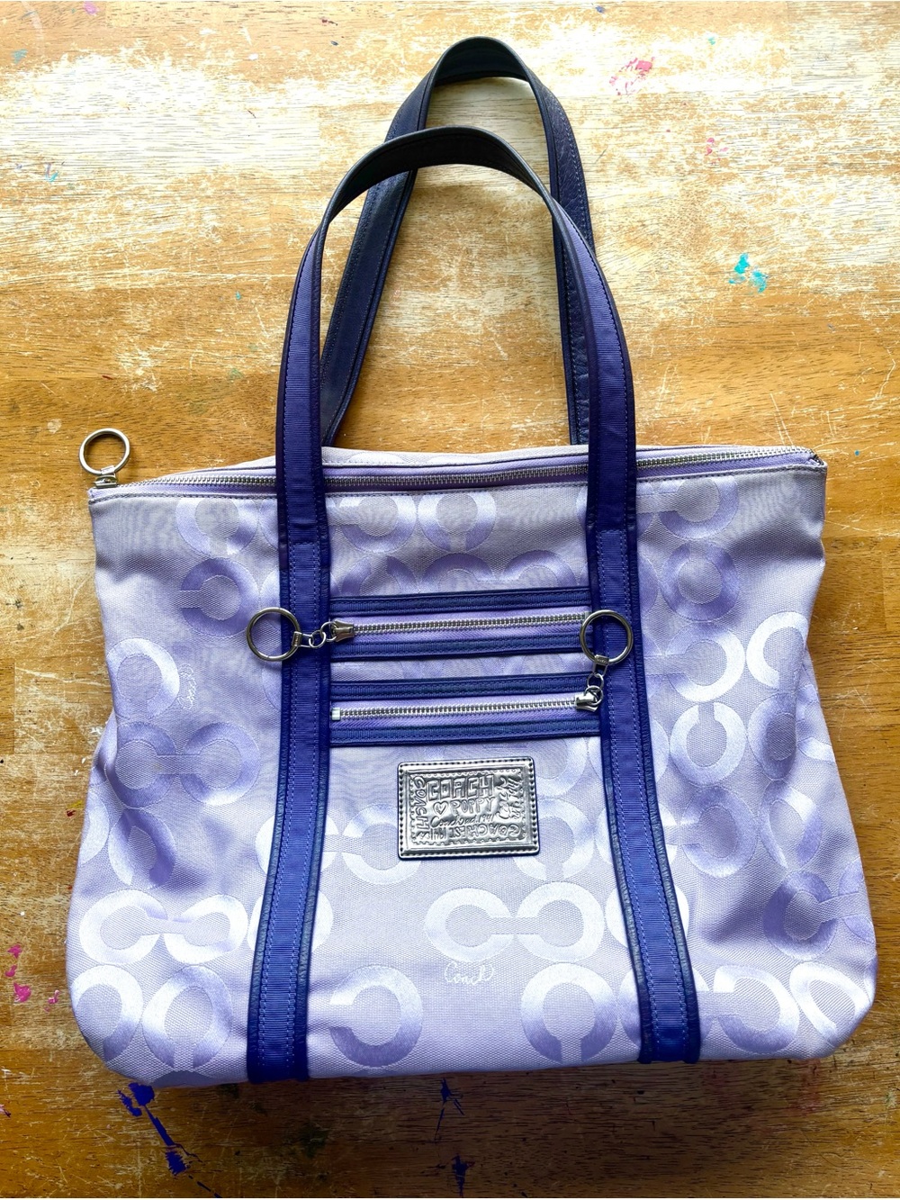 Coach Lavender Vintage y2k Poppy Tote with Dark Purple Trim 14530 - Picture 14 of 14